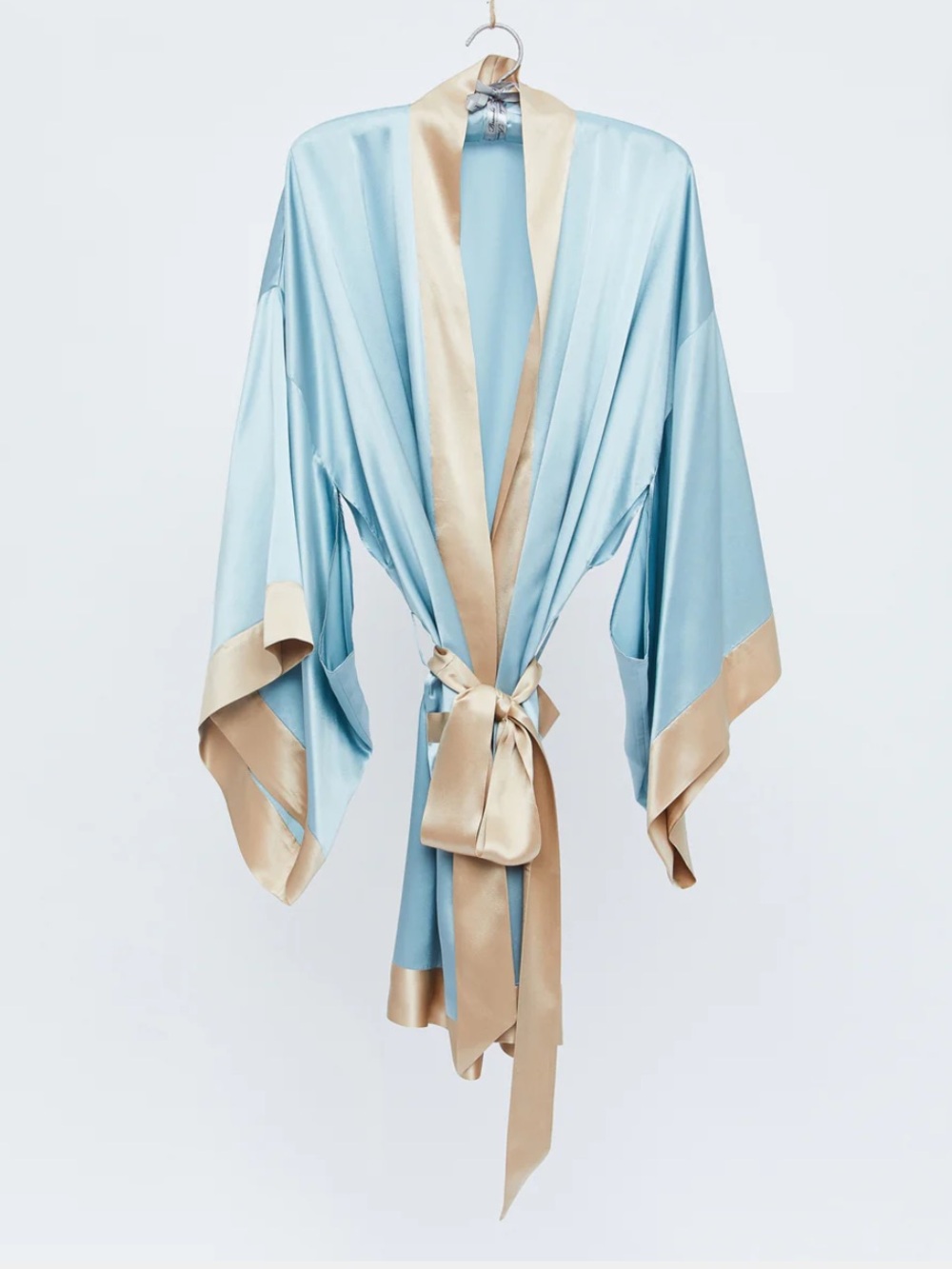 Branche 100% Silk Robe Medium NWT Geisha Kimono Luxury New Blue Toffee ***